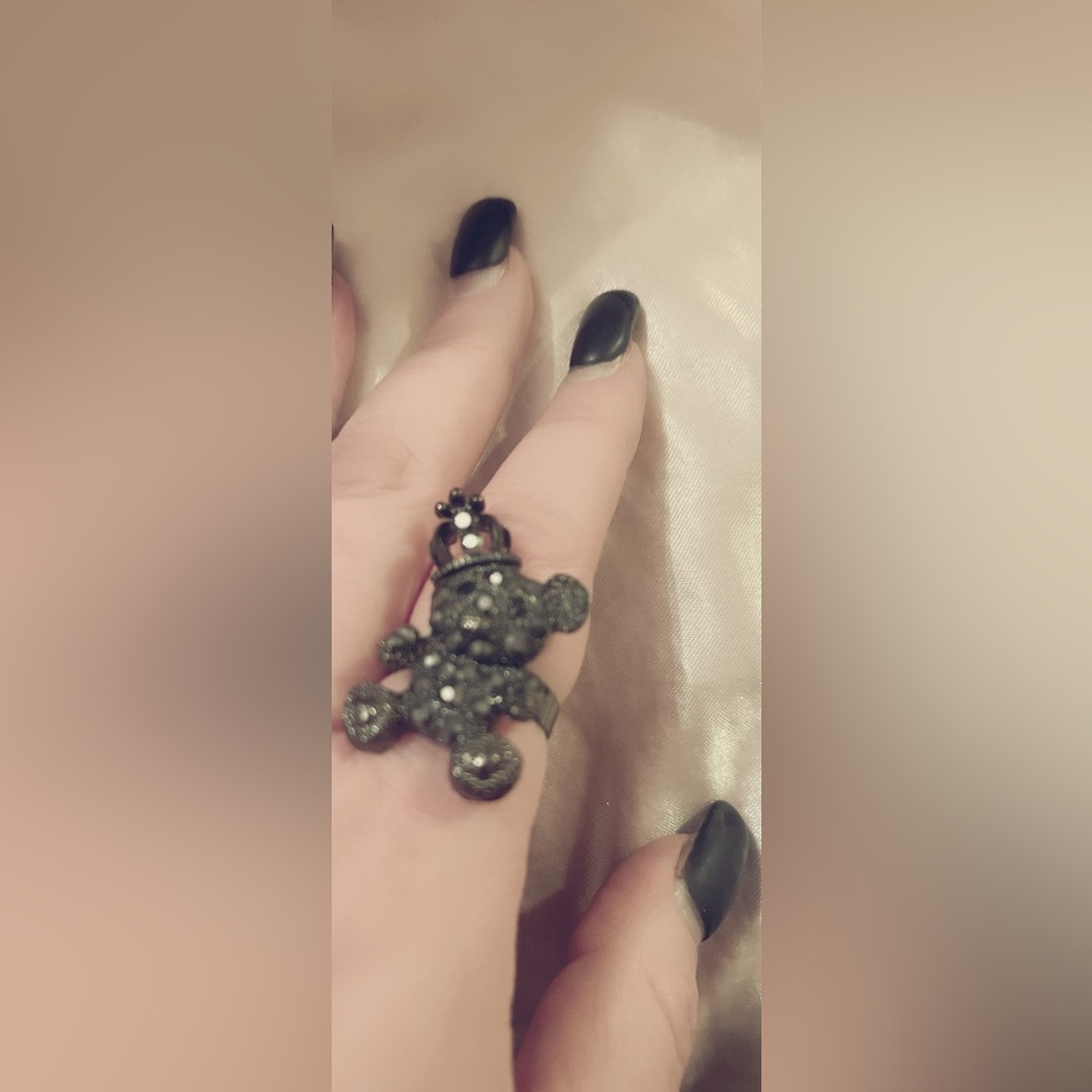 Marcasite teddy bear ring adjustable